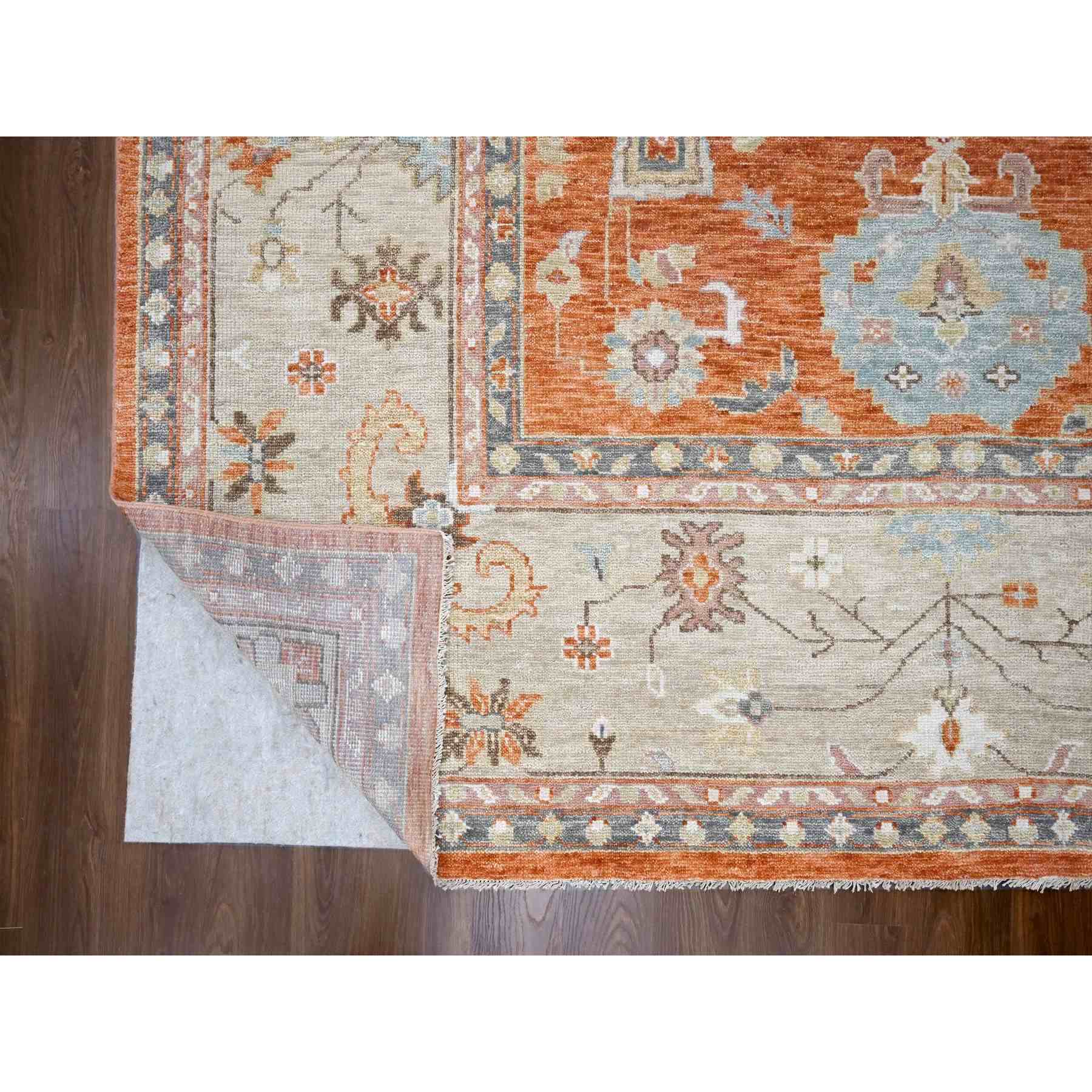 Oushak-And-Peshawar-Hand-Knotted-Rug-421790