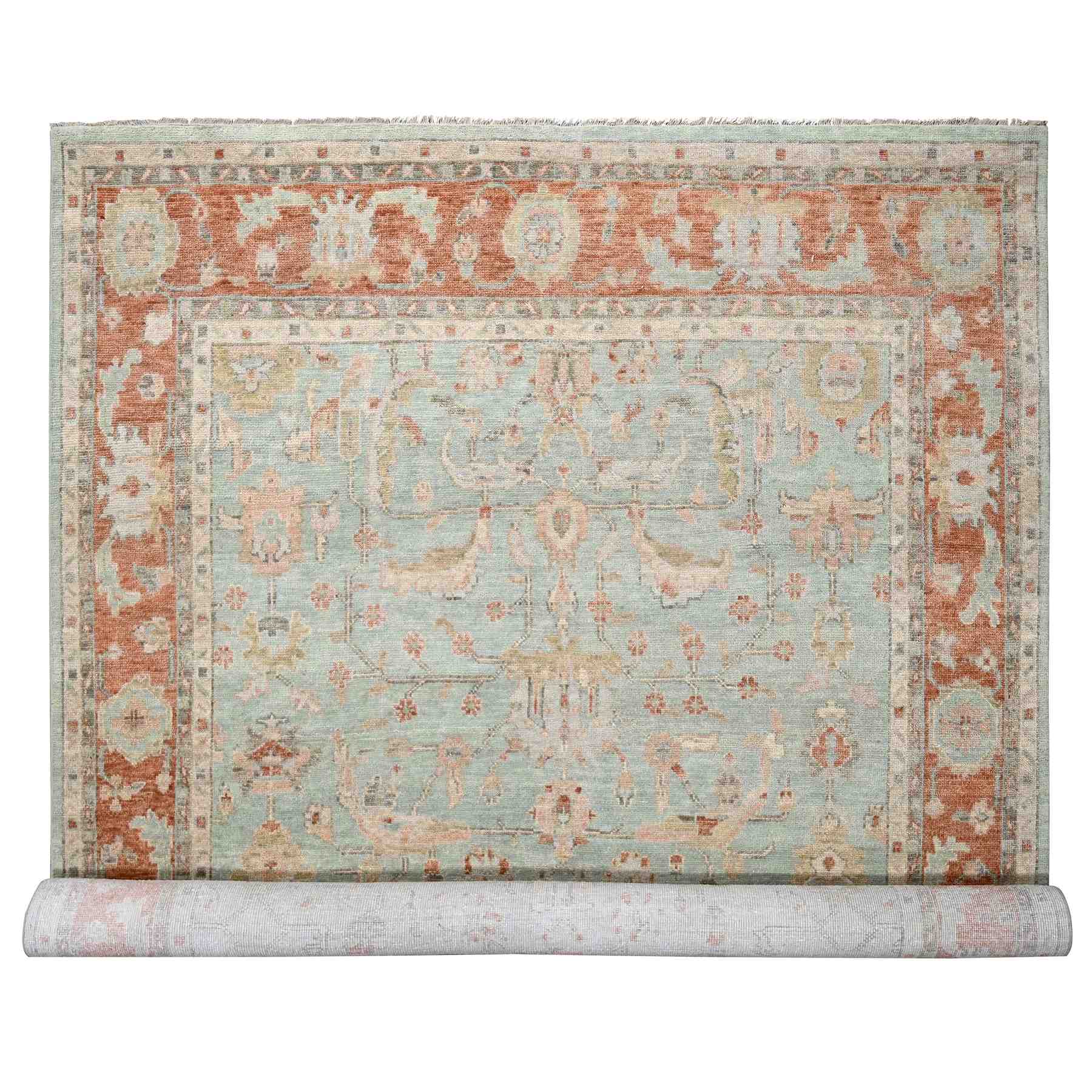 Oushak-And-Peshawar-Hand-Knotted-Rug-421795
