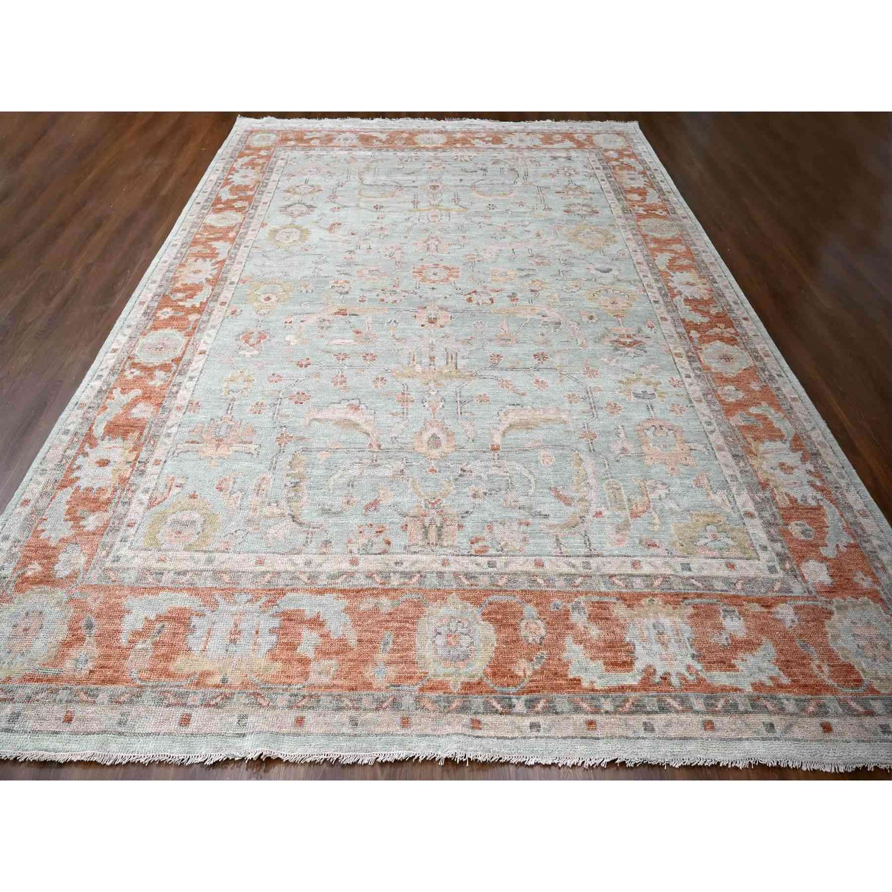 Oushak-And-Peshawar-Hand-Knotted-Rug-421795