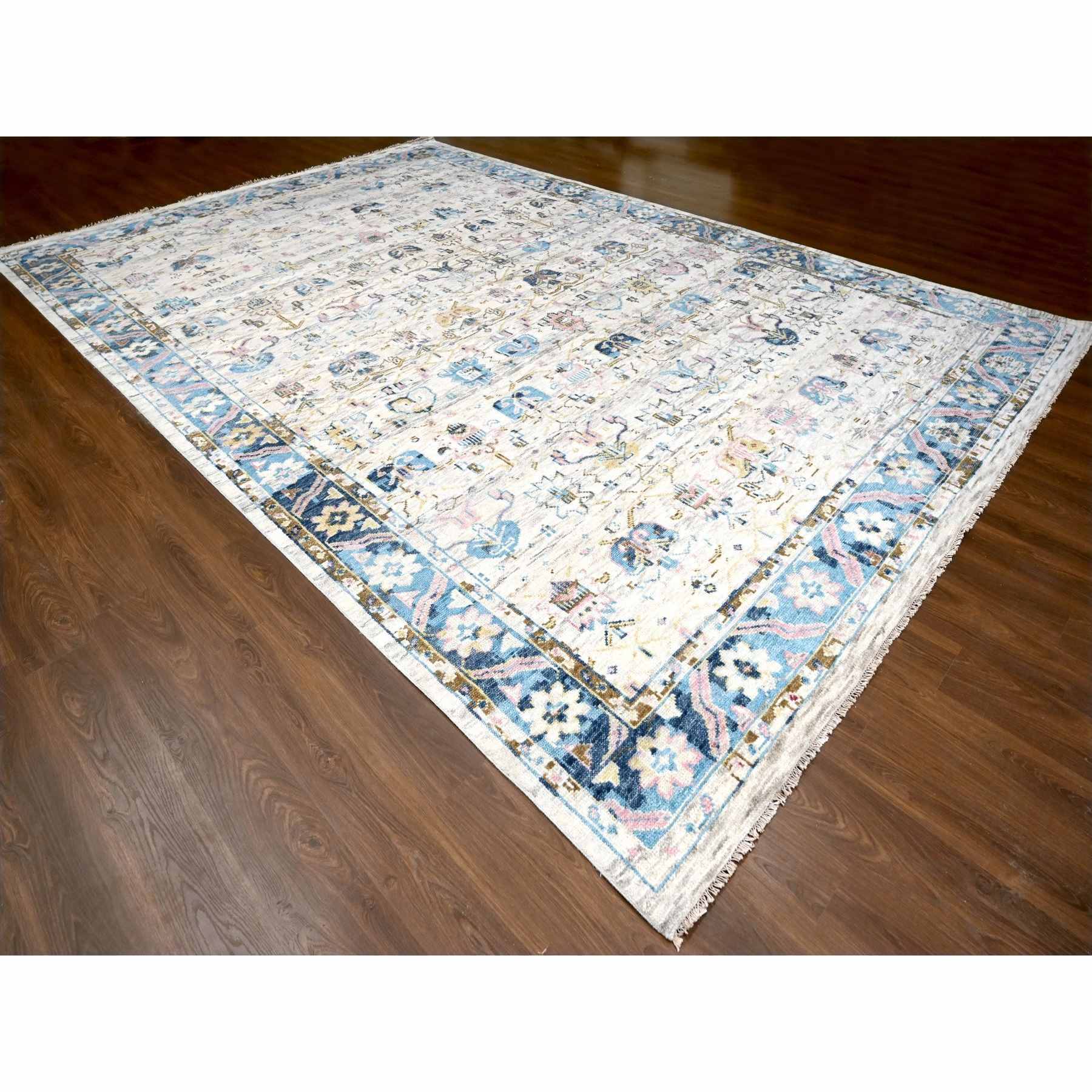 Oushak-And-Peshawar-Hand-Knotted-Rug-421900