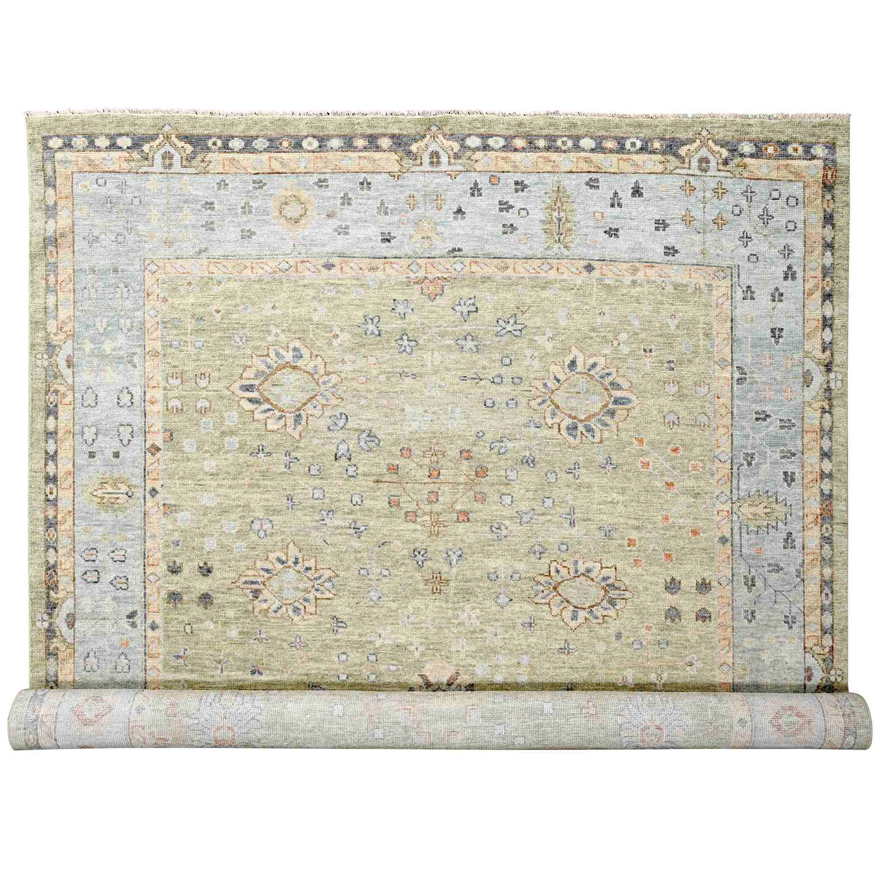 Oushak-And-Peshawar-Hand-Knotted-Rug-422445