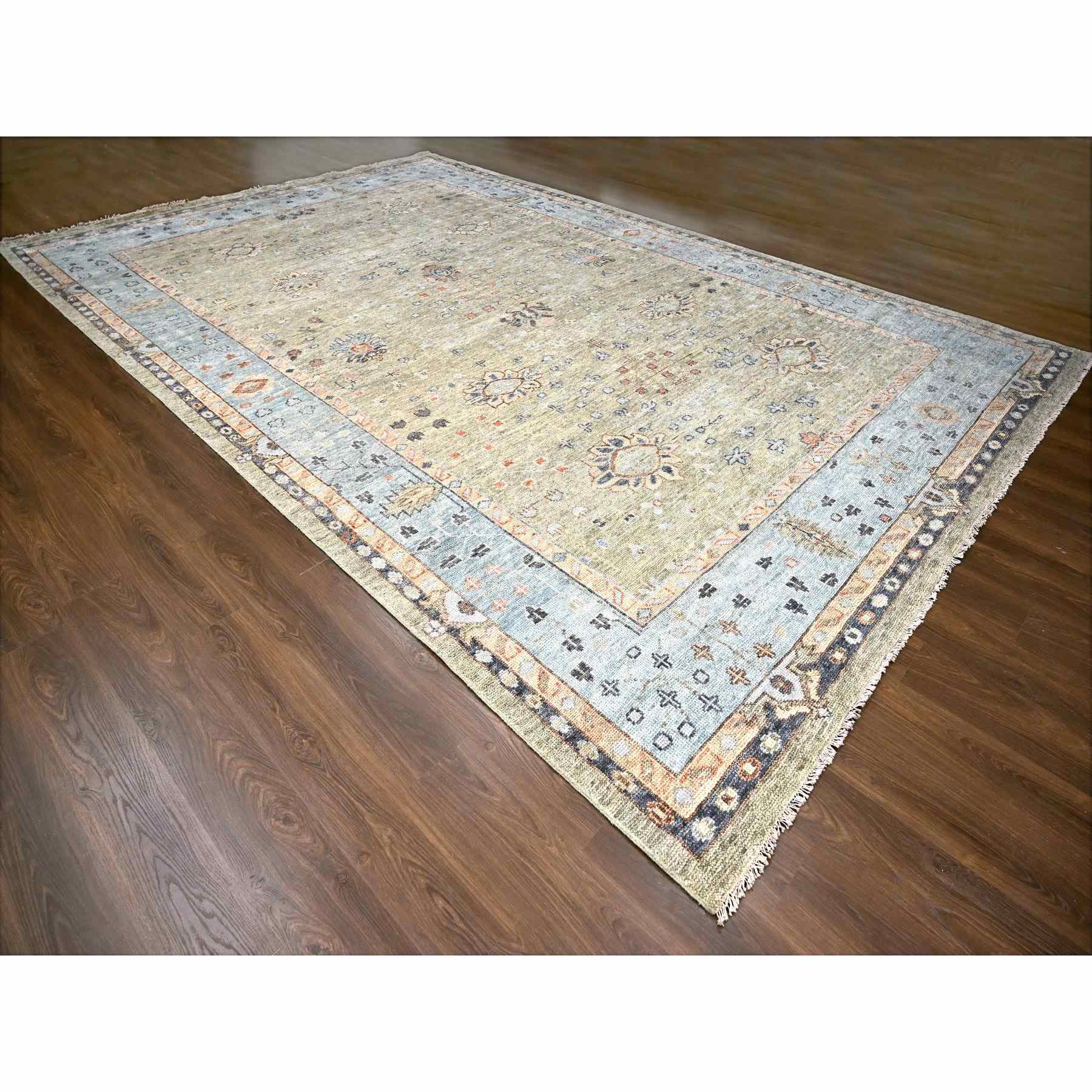 Oushak-And-Peshawar-Hand-Knotted-Rug-422445