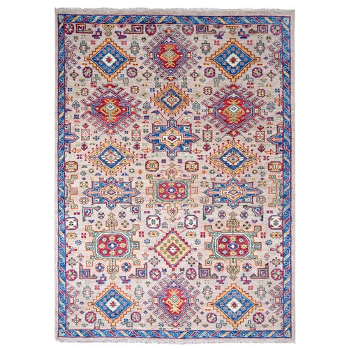 Camel, Plush and Lush, 100% Wool, Supple Collection, Hand Knotted, Karajeh Heriz Geometric Design, Oriental Rug