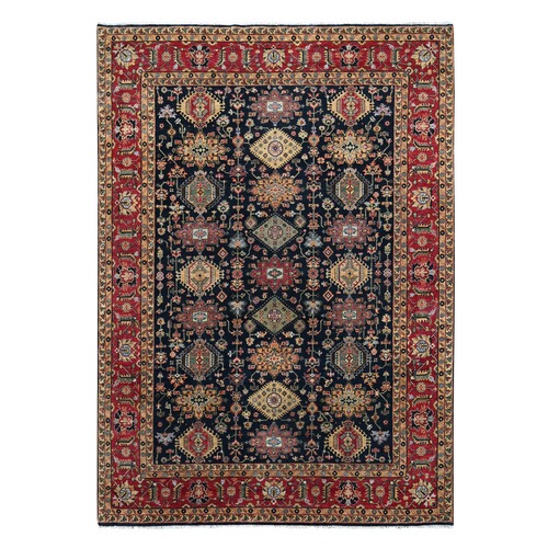 Carbon Black With Turkey Red, Karajeh Design with All Over Pattern, Vegetable Dyes, Pure Wool, Soft Pile, Hand Knotted, Oriental Rug