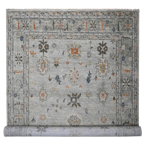 Light Gray, Oushak Design, Supple Collection Thick and Plush, Pure Wool Hand Knotted, Oversized Oriental Rug