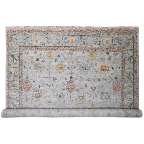 Light Gray, Hand Knotted Oushak Design, Supple Collection Thick and Plush, Soft Wool, Oversized Oriental Rug