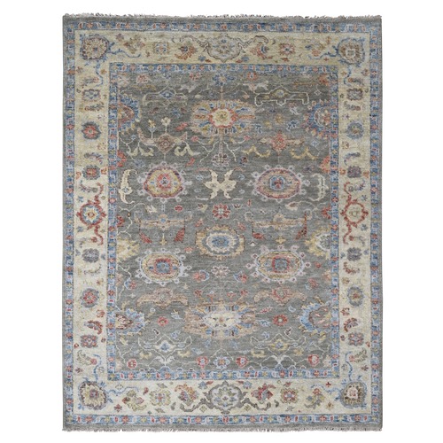 Moist Gray, Thick and Plush Extra Soft Wool, Hand Knotted Oushak Design, Supple Collection, Oriental Rug