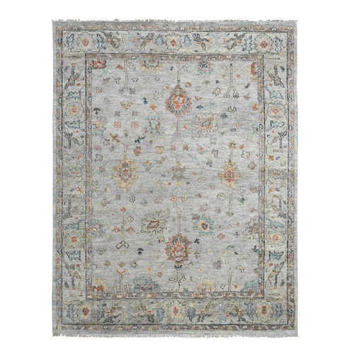 Light Gray, Oushak Design, Supple Collection Thick and Plush, Hand Knotted, Soft Wool, Oriental 