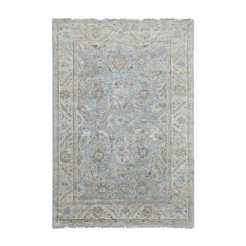 Gray, Oushak Design, Organic Wool, Supple Collection Thick and Plush, Hand Knotted, Oriental Rug
