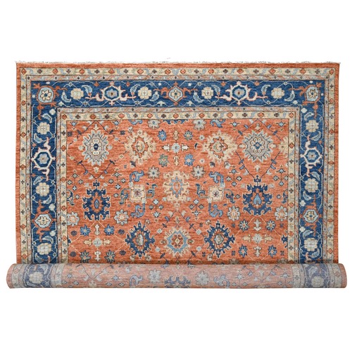 Knockout Orange, Supple Collection, All over Mahal Design, Pure Wool, Hand Knotted, Natural Dyes, Oversized Oriental Rug