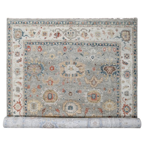 Misty Gray, Oushak Inspired, Soft and Vibrant Pile, Pure Wool, Hand Knotted, Supple Collection, Vegetable Dyes, Oversized Oriental Rug