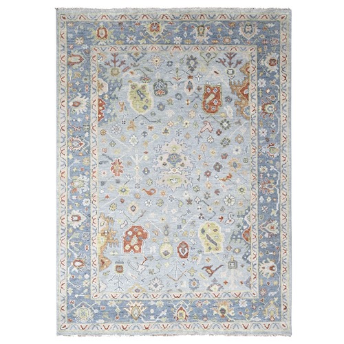 Louis Blue, Soft and Vibrant pile, Supple Collection, 100% Wool, Hand Knotted, Oushak Design, Oriental Rug 