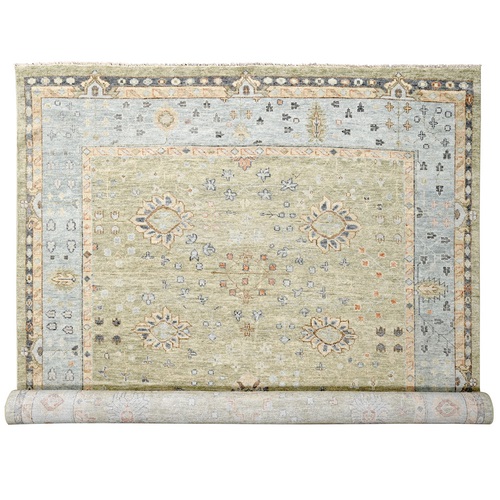 Camouflage Green, Oushak Design, Supple Collection, Plush Pile Soft Wool, Hand Knotted, Oversized Oriental Rug