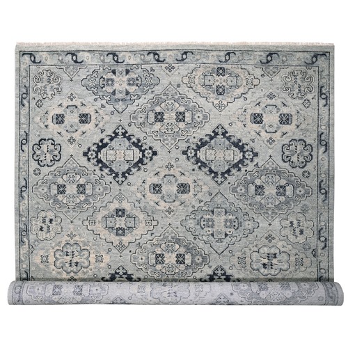 Silver Gray, Hand Knotted Anatolian Design, Supple Collection Thick and Plush, Organic Wool, Oversized Oriental Rug
