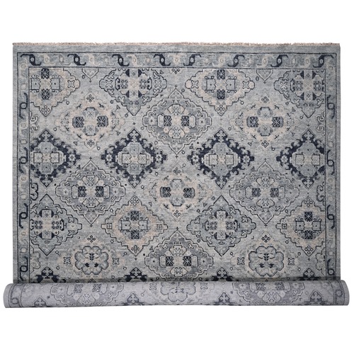 Silver Gray, Natural Wool Hand Knotted, Anatolian Design, Supple Collection Thick and Plush, Oversized Oriental 