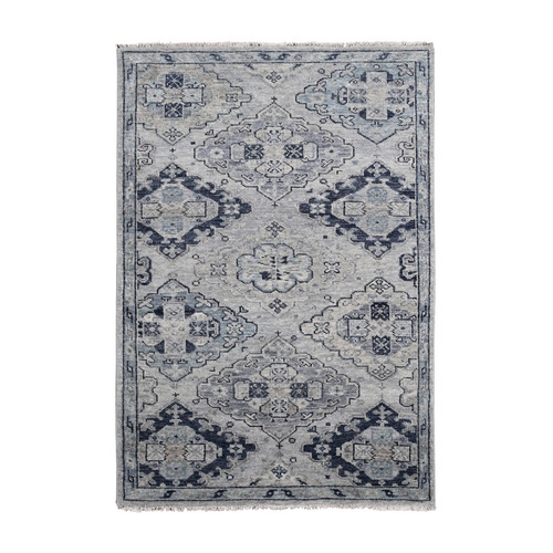 Silver Gray, Natural Wool Hand Knotted, Anatolian Design, Supple Collection Thick and Plush, Oriental Rug
