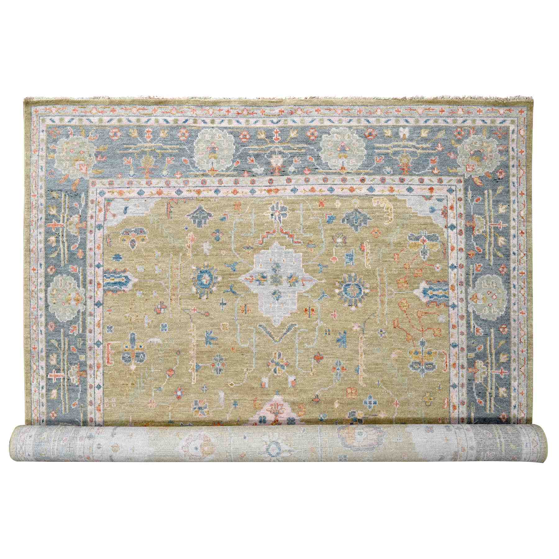 Oushak-And-Peshawar-Hand-Knotted-Rug-422555