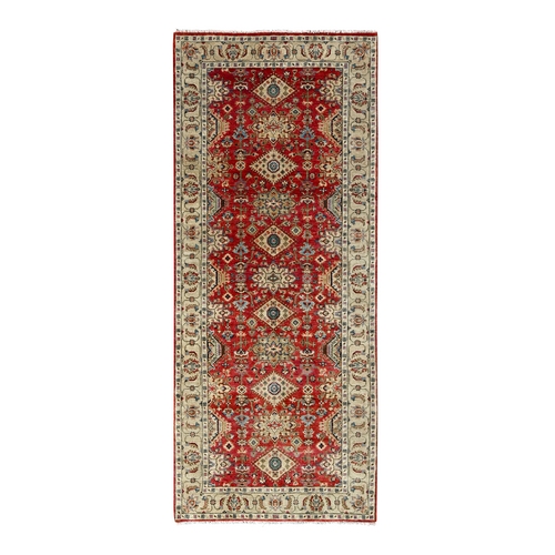 Red Devil, Hand Knotted, Organic Wool, Natural Dyes, Karajeh Design, Soft to the Touch Pile, Wide Runner Oriental Rug