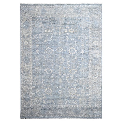 Parma With Comet Gray Border, Shaved Thin, Distinct Abrash Hand Knotted All Wool,  Sheared Low, Distressed Look Karajeh Heriz Design, Oriental Rug