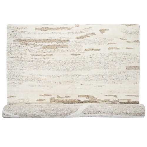 Neutral Colors, Hand Knotted, Modern Minimalist Skyline Design, Plush and Lush Pile, Tone on Tone, Pure Undyed Natural Wool, Sustainable, Oversized Oriental Rug 