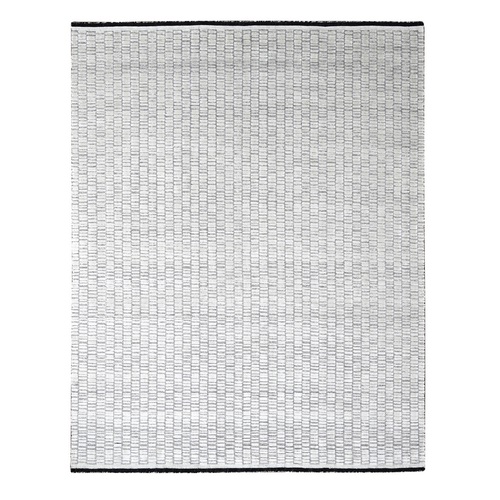 Pearl White, Hand Loomed, 100% wool, Modern Textured and Roman Tile Design, Oriental 