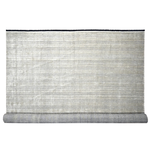 Taupe with Pastel Black, Modern Textured and Variegated Line Design, Hand Loomed, 100% wool, Oversized Oriental 