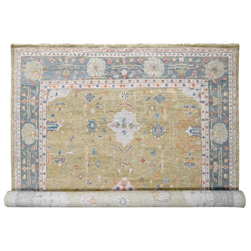 Dusty Yellow, Oushak Design, Supple Collection, Soft and Vibrant Pile, Hand Knotted, Natural Wool, Oversized Oriental Rug