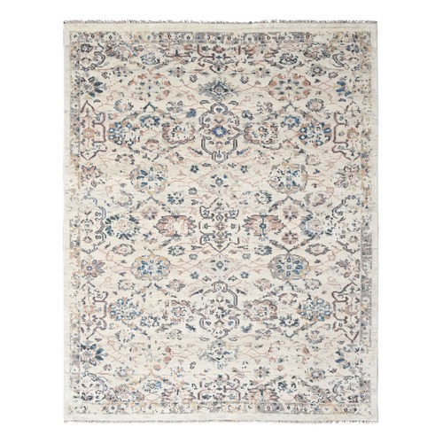 Alabaster White, Supple Collection, Mahal Design, Transitional Natural Dyes, 100% Wool, Plush and Lush, Hand Knotted, Oriental Rug