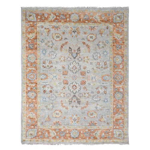 Stone Eagle Gray with Rust Red, Natural Dyes, Hand Knotted, Supple Collection, Lush and Plush, Oushak Design, Natural Wool, Tone on Tone, Oriental Rug