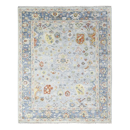 Louis Blue, Hand Knotted, Oushak Design, Soft and Plush Pile, Supple Collection, Natural Wool, Oriental Rug 
