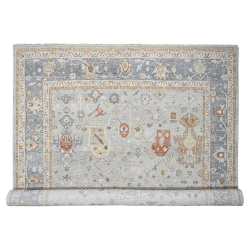 Louis Blue, Oushak Design, Soft and Vibrant Pile, Supple Collection, 100% Wool, Hand Knotted, Oversized Oriental Rug