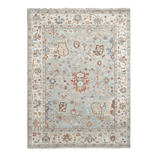Eton Green, Oushak Design, Soft and Plush Pile, Supple Collection, Organic Wool, Hand Knotted, Oriental Rug