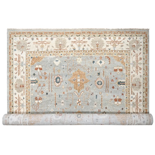 Chrome Gray, Hand Knotted, Oushak Design, Supple Collection, Soft and Plush Pile, Organic Wool, Oversized Oriental Rug