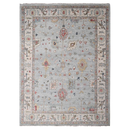 Porcelain Blue, Supple Collection Plush Pile, Oushak Inspired, Tone On Tone Sustainable, Pure Wool Hand Knotted, Oriental Rug