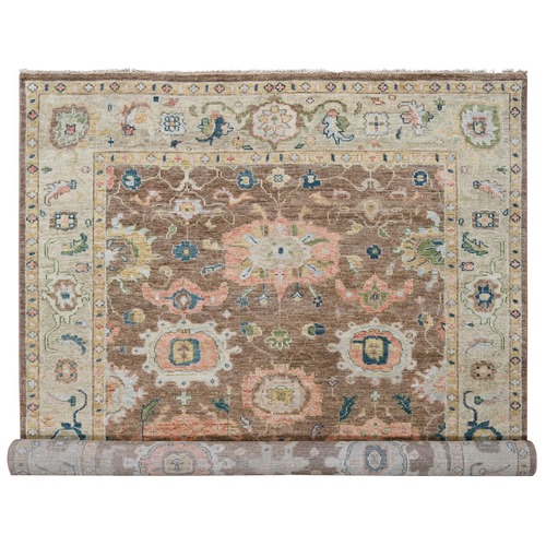Cedar Brown and Chanterelle Beige, Supple Collection, Soft Wool, Oushak Design, Hand Knotted Tone On Tone, Sustainable, Thick and Plush, Oriental Rug
