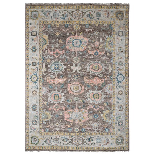 Whitall Brown, Oushak Design Supple Collection, Sustainable, Hand Knotted Natural Wool, Tone On Tone, Plush and Lush, Oriental Rug