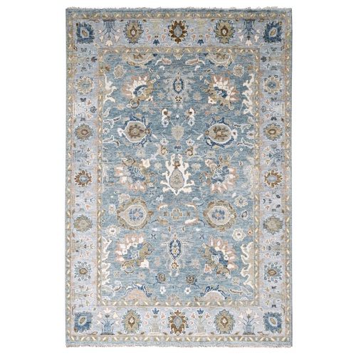 Tempered With Beacon Gray, Hand Knotted Tone On Tone, Oushak All Over Design Supple Collection, Pure Wool Soft and Vibrant Pile, Oriental Rug