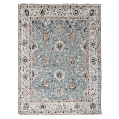 Flower Box Gray, Soft Natural Wool Hand Knotted, Oushak Design, Tone On Tone Supple Collection, Lush and Plush, Oriental Rug