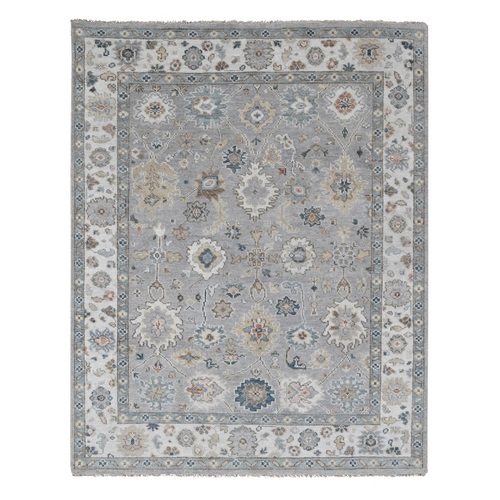 Loft Space Gray With Silky White, Tone On Tone, Supple Collection Natural Wool Oushak Design, Lush and Plush Soft Pile, Hand Knotted Oriental Rug