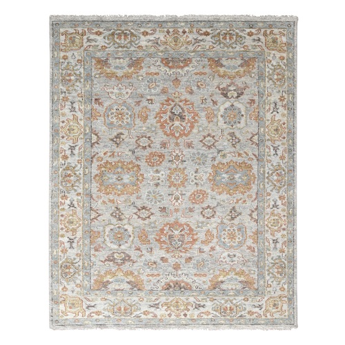 Basil Brown With Ballet White, Plush and Lush, Supple Collection, Hand Knotted, Oushak Inspired, Shiny Wool, Tone On Tone, Sustainable, Oriental Rug
