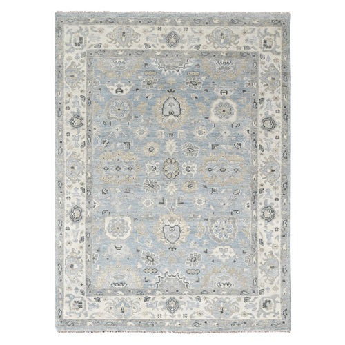 Daphne Gray, Dove White Border, Oushak Design, Supple Collection, Plush and Lush, Soft Pile, Organic Wool, Hand Knotted, Oriental Rug