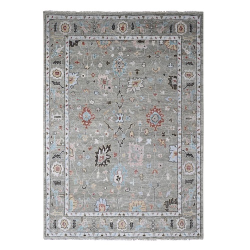 Harbor Gray, Hand Knotted, Oushak Design, Plush and Lush Supple Collection, Soft and Vibrant Pile, Tone On Tone, Organic Wool, Oriental Rug