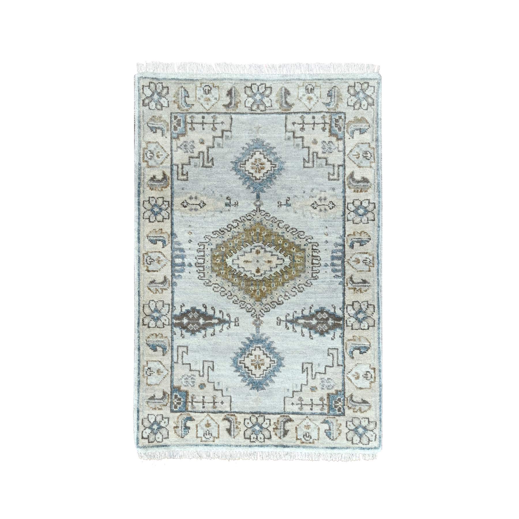 Passive Gray, Densely Woven, Hand Knotted, Persian Village Influence and Geometric Patterns, Natural Dyes, Vibrant and Soft Wool, Mat Oriental Rug