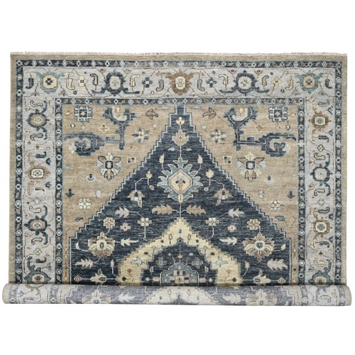 Binary Star and Strargazer Gray Border, Soft and Velvety Wool, Hand Knotted Supple Collection, Bakshaish Design, Oriental Rug