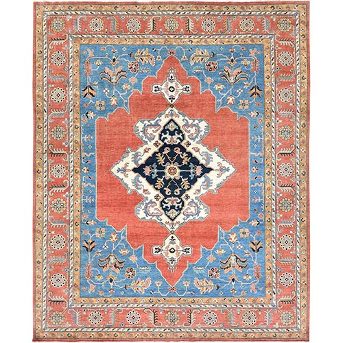 Imperial Red, Afghan Peshawar with Heriz Design, Natural Dyes, Dense Weave, Extra Soft Wool, Hand Knotted, Oversized Oriental Rug