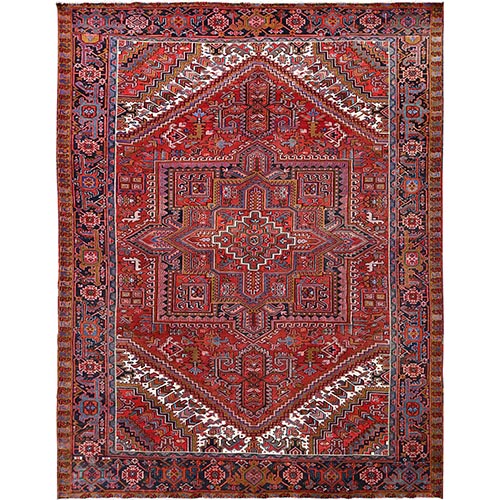 Barn Red, Semi Antique Bohemian Persian Heriz, Good Condition, Rustic Look, Pure Wool, Hand Knotted, Sides and Ends Professionally Secured, Cleaned, Oriental 