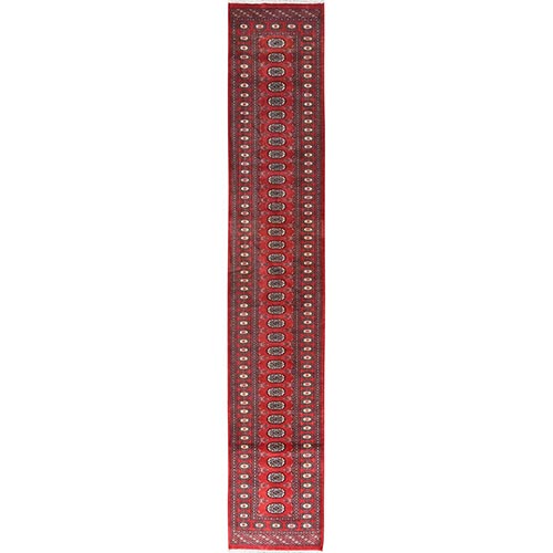 Crimson Red, Princess Bokara with Tribal Medallions, Natural Dyes, Soft Wool, Hand Knotted, XL Runner Oriental Rug