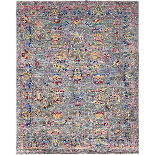 Cloud Gray, Ziegler Mahal All Over Colorful Design, 200 KPSI, Natural Dyes, Super Fine Wool and Weave, Hand Knotted, Oriental Rug