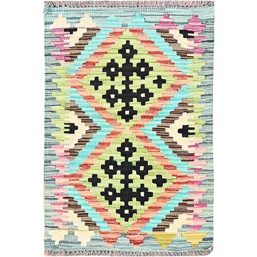 Colorful, Reversible, Flat Weave, Hand Woven, Pure Wool, Afghan Kilim with Geometric Pattern, Vegetable Dyes, Oriental Rug
