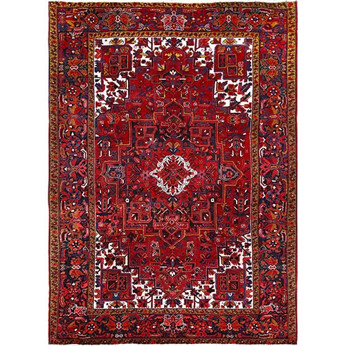 Barn Red, Vintage Persian Heriz, Good Condition, Rustic Look, Worn Wool, Hand Knotted, Oriental 